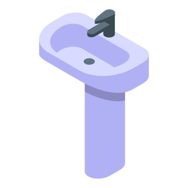 Modern banyo lavabosu su musluğu ikonuyla tek ayak üzerinde duruyor.