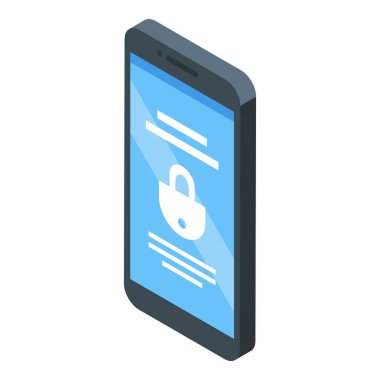 Mobil güvenlik kavramı için kapalı asma kilit simgesine sahip modern akıllı telefon görüntüleme uygulaması