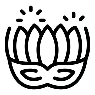 Karnaval maskesi ışıl ışıl tüylerle bezenmiş, kutlama ve şenlik ruhunu yansıtıyor.