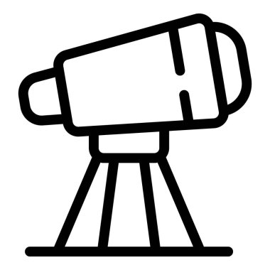 Teleskopun basit çizgi simgesi, astronomi veya bilimsel gözlem için mükemmel