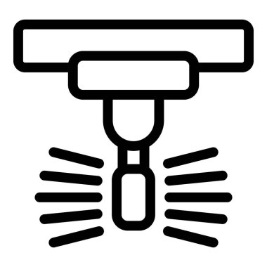 Yangın söndürücü spreyinin basit bir simgesi. Su püskürtüyor. Güvenlik ve yangın söndürme sistemleri için gerekli.