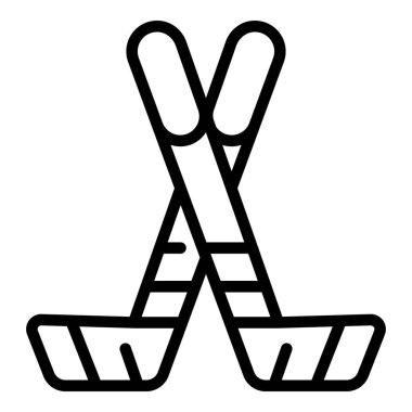 Hokey sporunu temsil eden iki hokey sopasının basit çizimi.