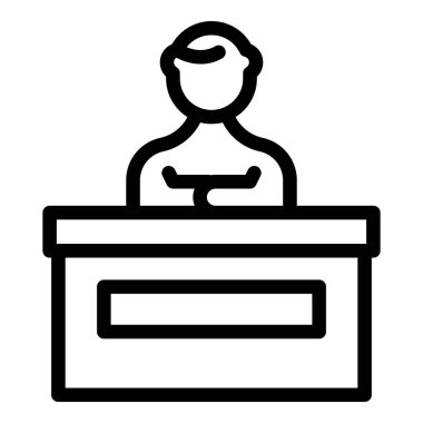 Kollarını kavuşturup konuşma yapan bir iş adamının çizim simgesi.