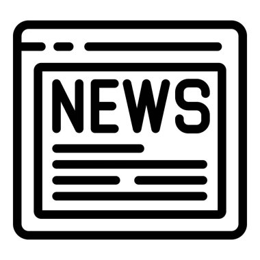 Ekranda gösterilen bir haber sitesinin basit siyah beyaz simgesi