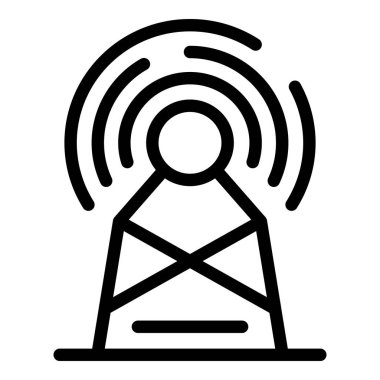 Radyo kulesinin dışa doğru uzanan dalgaları ileten basit, kalın çizgi simgesi