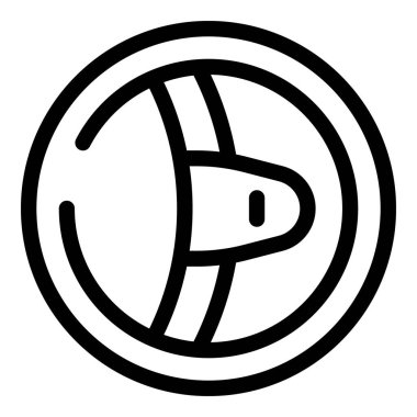 Araba direksiyonunu temsil eden basit çizgi simgesi, ulaşım, sürüş ve araçlarla ilgili projeler için mükemmel