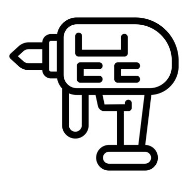 Elektrikli matkabın siyah ana hatlı simgesi, çeşitli görevler için güçlü bir araç