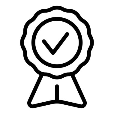 Basit bir siyah taslak rozet, kalite güvencesini ve garantisini göstermek için bir kontrol işareti içerir