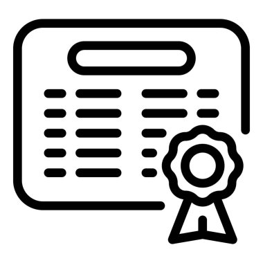 Metin satırları ve bilgilerin doğruluğunu temsil eden kurdele damgalı bir belgenin satır simgesi