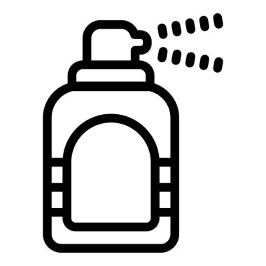 Basit, kalın çizgili sprey şişesi simgesi, temizlik ürünlerini veya benzer kavramları temsil etmek için mükemmel.