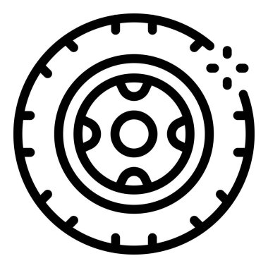 Basit bir araba lastiği simgesi, hızlı bir hava basıncı kaybı olduğunu gösteren çizgiler var.