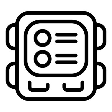 Önemli bilgileri gösteren düğmeleri ve ekranı olan elektronik cihaz, teknolojik gelişim ve bağlantı öneriyor