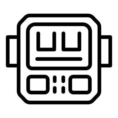 Elektronik bilek saati ekranda arayüzü ve yan görünümü kontrol etmek için düğmeleri olan zaman ve verileri gösterir