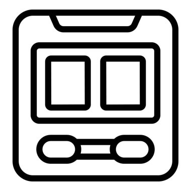 Makyaj paletinin iki boş kare bölmesi ve kozmetik ürünleri uygulamak için iki aplikatörü olan basit çizgi simgesi