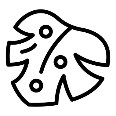 Bir canavarın basit çizgi çizimi leziz bir yaprağın belirgin yarıkları ve delikleriyle