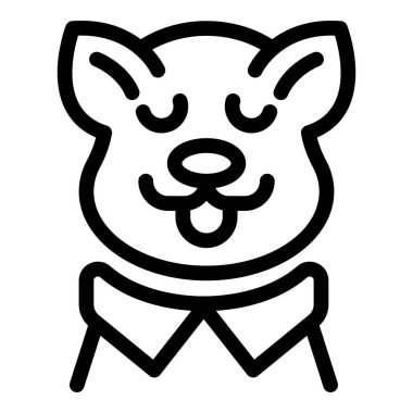 Tasma takan ve dilini dışarı çıkaran komik bir köpeğin çizgi sanat simgesi.