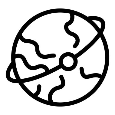 Küresel ısınmanın çevresel sorununu temsil eden yörüngedeki bir nesneyle Dünya gezegeninin basit çizgi simgesi.