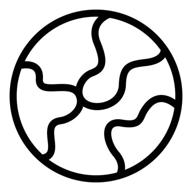 Dünya gezegeninin basit siyah beyaz çizgi sanat simgesi kıtaları gösteriyor