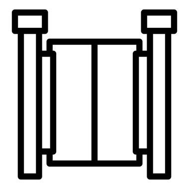 Girişi koruyan çift salıncaklı kapının minimalist simgesi