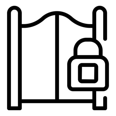 Güvenlik, mahremiyet ve kısıtlı erişimi sembolize eden asma kilit ile korunan basit bir geçit simgesi