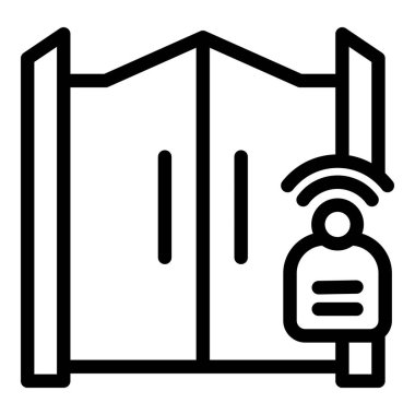 Güvenlik personeli giriş izni isteyen biri için otomatik sistemi olan bir kapı açıyor.