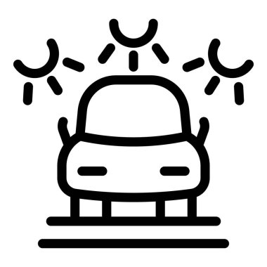 Araba yıkama servisinde yıkandıktan sonra arabanın güneşte kuruması, araba temizleme ikonu