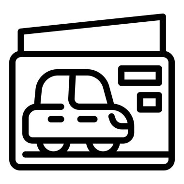 Bir belgedeki arabanın çizgi simgesi, araba sahibi olma, ruhsat ya da sigorta