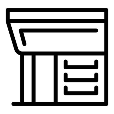 Çatısı ve koltukları olan basit bir otobüs durağı çizimi. Toplu taşımayı temsil etmek için mükemmel.