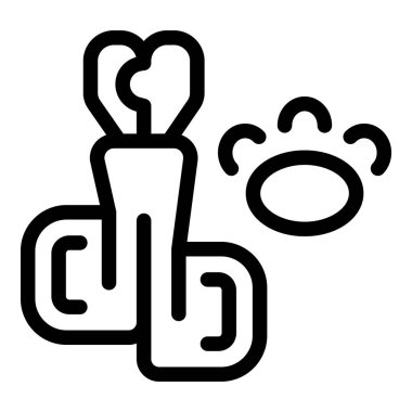 Hayvan bakımı konsepti için pati izi ikonu ile hayvan yarasına tıbbi pudra uygulayan veteriner.