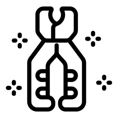 Dört köşeli yıldızlı tel kesicilerden oluşan basit bir çizgi simgesi