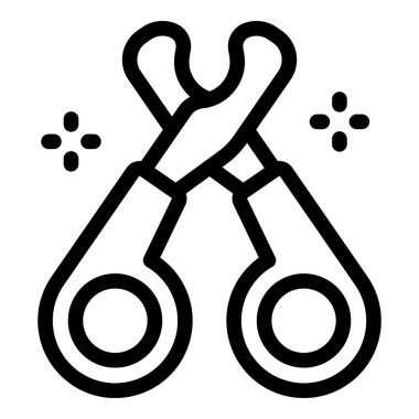 Evcil hayvan tırnak kesme ikonu, pençeleri kesmek için araç, köpek ve kedi tımar malzemeleri, çizgi sanatı