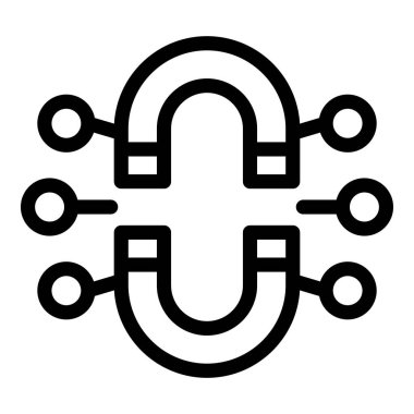 Çift mıknatıs gelen pazarlama stratejisini temsil eden birkaç yuvarlak nesne simgesi çekiyor