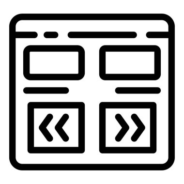 Kullanıcı dostu tarama için temel navigasyon düğmelerini vurgulayan bir web sitesi düzeninin minimalist temsili