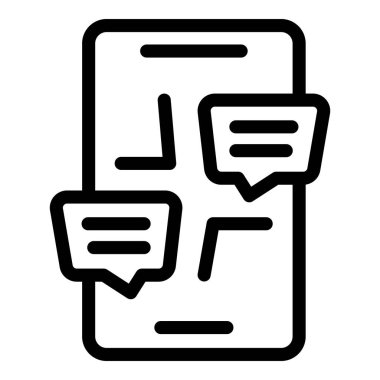 Bir akıllı telefonun anlık iletileri gösteren basit, kalın satır simgesi, web ve uygulama tasarım projeleri için idealdir