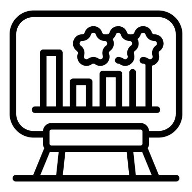 İş adamı, büyüyen bir bar çizelgesi ve yıldızları olan bir kapak tablosuna işaret ederek, başarı elde etme hakkında bir sunum yapıyor.