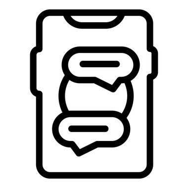 İki konuşma baloncuğu gösteren akıllı telefonun basit simgesi, bir konuşmayı veya mesaj alışverişini sembolize ediyor