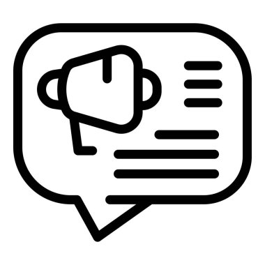 Önemli bir mesajı açıklayan bir pazarlama kampanyasını temsil eden siyah ana hatlı bir simge