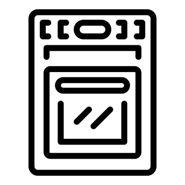 Çalışan bir fırının minimalist çizimi, yemek ve yemek pişirme ile ilgili web siteleri veya uygulamalar için mükemmel