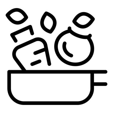 Bir şefin kabın içine malzeme attığı çizgiler.