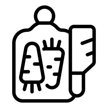 Basit bir havuç ikonu ve kesme tahtasındaki bıçak yemek tarifleri ya da yemek siteleri için mükemmel.