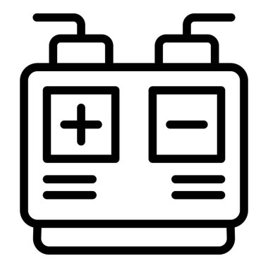 Bir araba aküsünü tasvir eden basit bir simge, motoru çalıştırmak ve elektrik bileşenlerini çalıştırmak için gerekli.