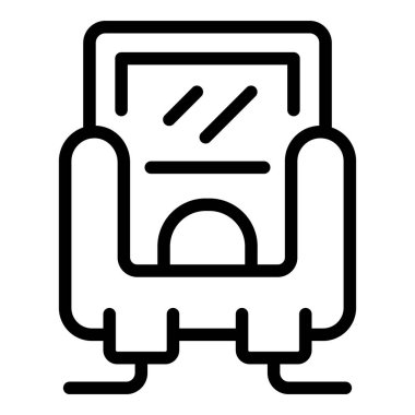 Web tasarımı için beyaz arkaplanda izole edilmiş basit siyah çizgi koltuk simgesi