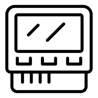 Düğmeli grafiği gösteren bir cihazın siyah ana hatlı simgesi, potansiyel olarak iş veri analizini temsil ediyor