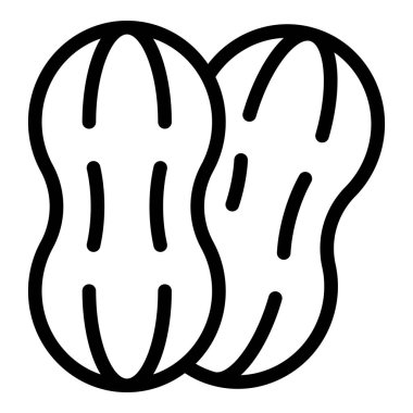 Halen kabuklarında olan iki fıstığın basit siyah beyaz çizgili sanat simgesi