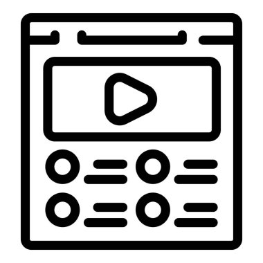 Kontrol düğmeleri ile bir video oynatıcı arayüzünü temsil eden basit bir taslak simgesi