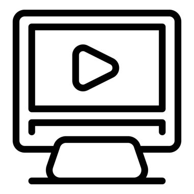 Bir video oynatıcı arayüzü gösteren masaüstü bilgisayarı, çevrimiçi yayın, video içeriği ve multimedya eğlence arayüzünü temsil ediyor