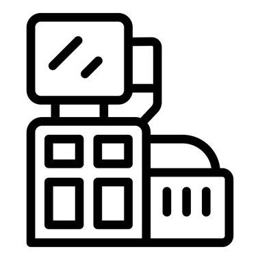 Perakende işlemleri için satış sistemini temsil eden monitör ve tuş takımlı bir yazar kasanın simgesi.