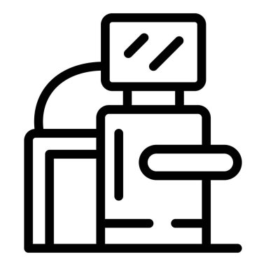 Spor salonunda kardiyo çalışmasını temsil eden, ekranlı basit bir koşu bandı simgesi