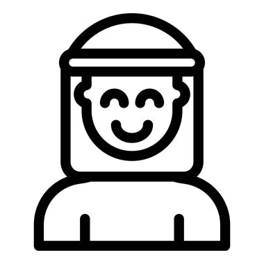 Büyük gülümsemeli Arap adam geleneksel keffiyeh ya da ghutrah takıyor.