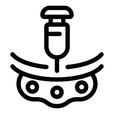 Hücrelere madde enjekte eden bir şırınganın ikonu, bilimsel araştırmaları, tıbbi tedavileri ve hücresel tedavileri temsil eder.